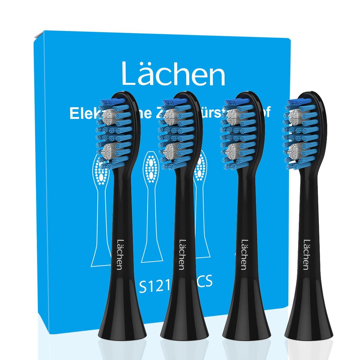 Lächen Ersatzbürstenkopf,Passend für alle elektrischen Zahnbürsten von Lächen, 4 Stück (A-schwarz)